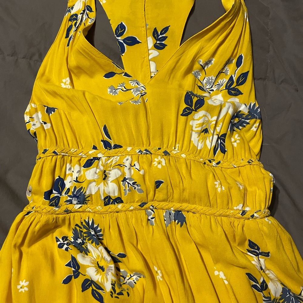 Japna yellow floral maxi dress, size large.